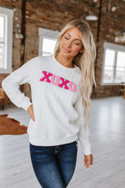 SALE - Glitter XOXO Chenille Quilted Sweater | Size 2XL