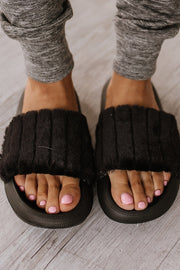 SALE- Comfy Plush Open Toe Slippers