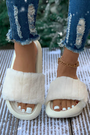 Comfy Plush Open Toe Slippers