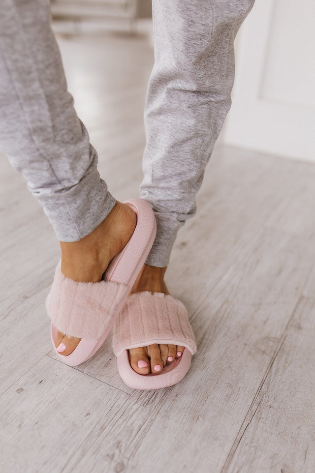 SALE- Comfy Plush Open Toe Slippers