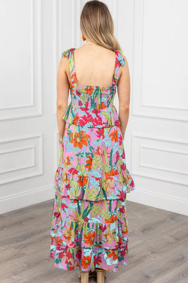 Joey Floral Print Layered Maxi Dress