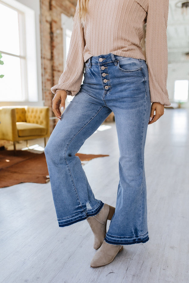 Karla High Waisted Bell Bottom Jeans