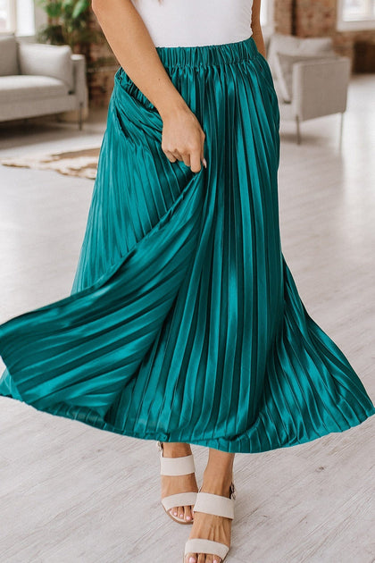 Emerald pleated maxi skirt sale