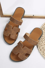 Leather Flat Slides Sandals