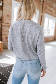 SALE - Leslie Casual Heathered Long Sleeve Top | Size XL