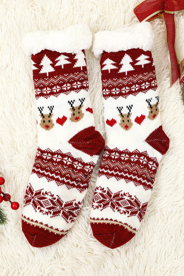 Reindeer Christmas Fleece Socks
