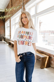 SALE - Flannels Pumpkins & Bonfires Graphic Tee | Size Medium