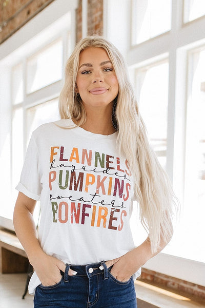 SALE - Flannels Pumpkins & Bonfires Graphic Tee | Size Medium