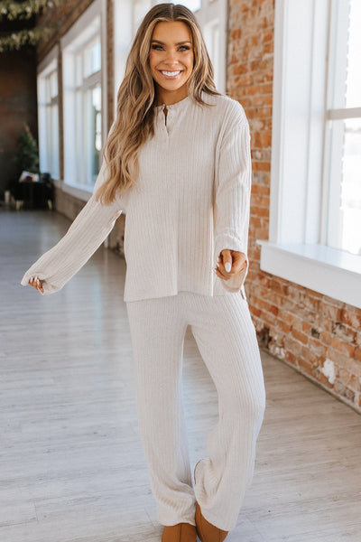 SALE - Spencer Ribbed Henley Lounge Set | Size Small