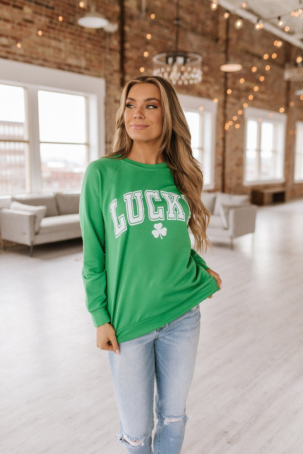 SALE - St Patricks Lucky Graphic Sweatshirt | Size XL