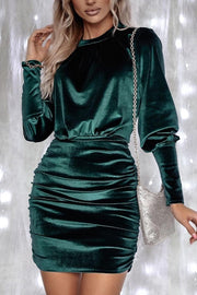 SALE - Velvet Puff Sleeve Holiday Dress | S-XL