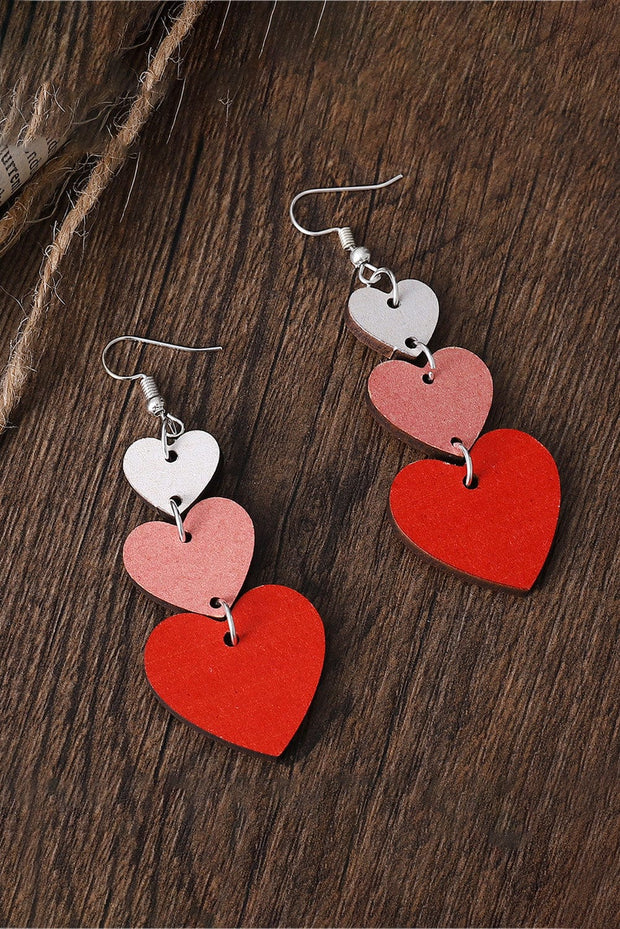SALE - Wooden Heart Earrings