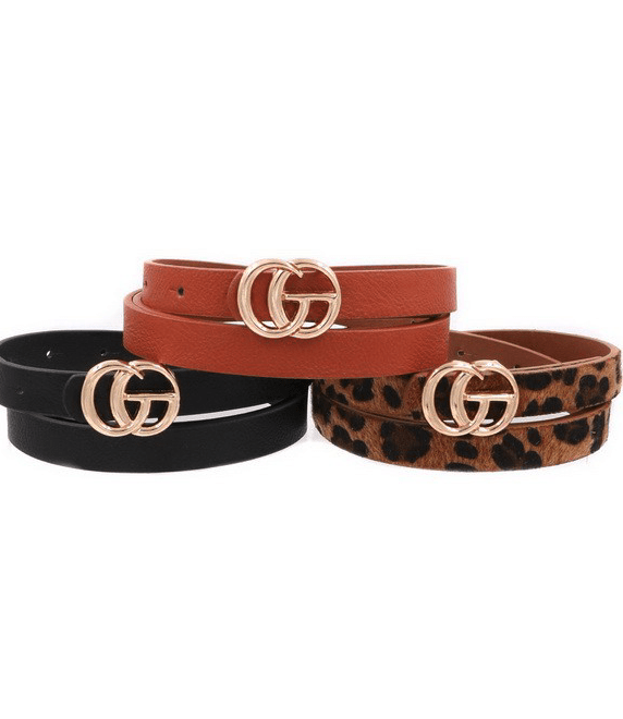 3 Pack Fashion Belts Liam & Company Belt One Size 24-32" Waist / Brown Leopard