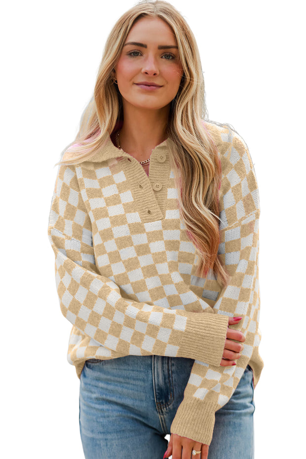 Rylin Checkered Button Sweater | S-XL | PRE ORDER