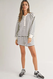 Virginia Striped Henley Pullover & Shorts Set | S-XL