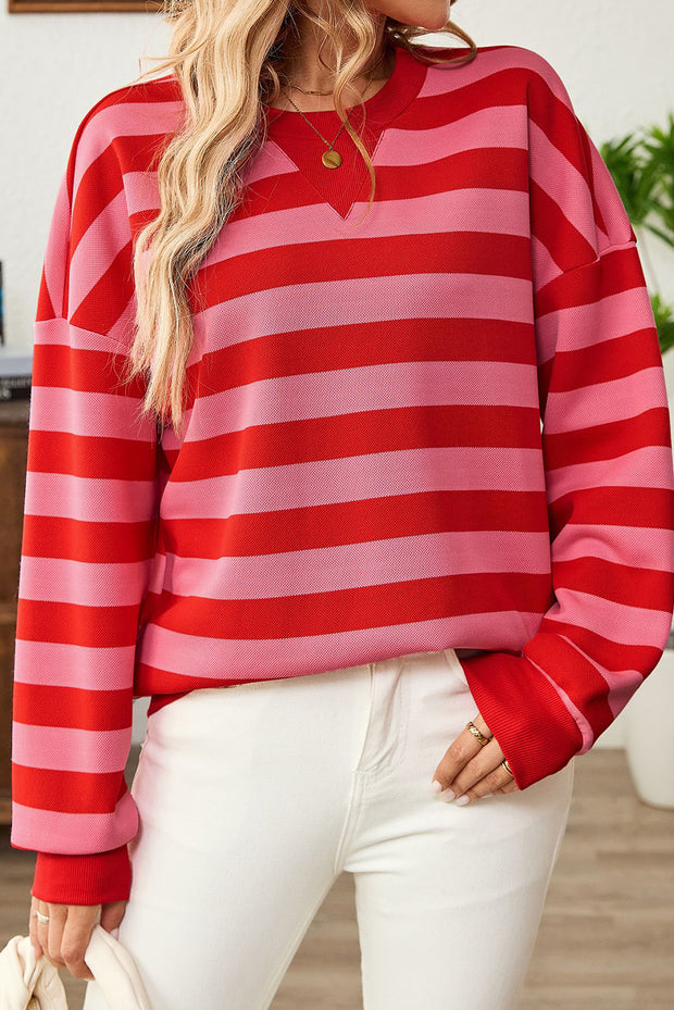 Mylee Striped Round Neck Sweatshirt