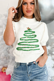 Tinsel Christmas Tree Short Sleeve Sweater | S-XL