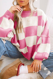 Checkered Bishop Sleeve Sweater | S-2XL