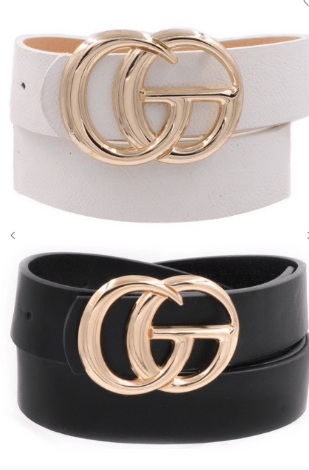 Double O-Ring Belt | Gucci Belt Style for Women | Gucci Belt Dupe One Size 24-32 Waist / White + Black
