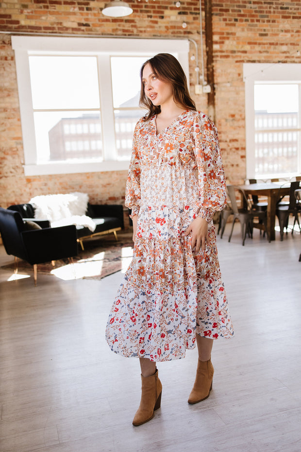 SALE - Mikell Floral Print Ruffled Midi Dress | Size Small