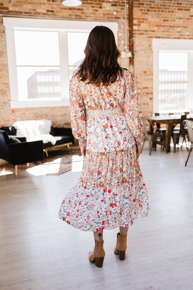 SALE - Mikell Floral Print Ruffled Midi Dress | Size Small