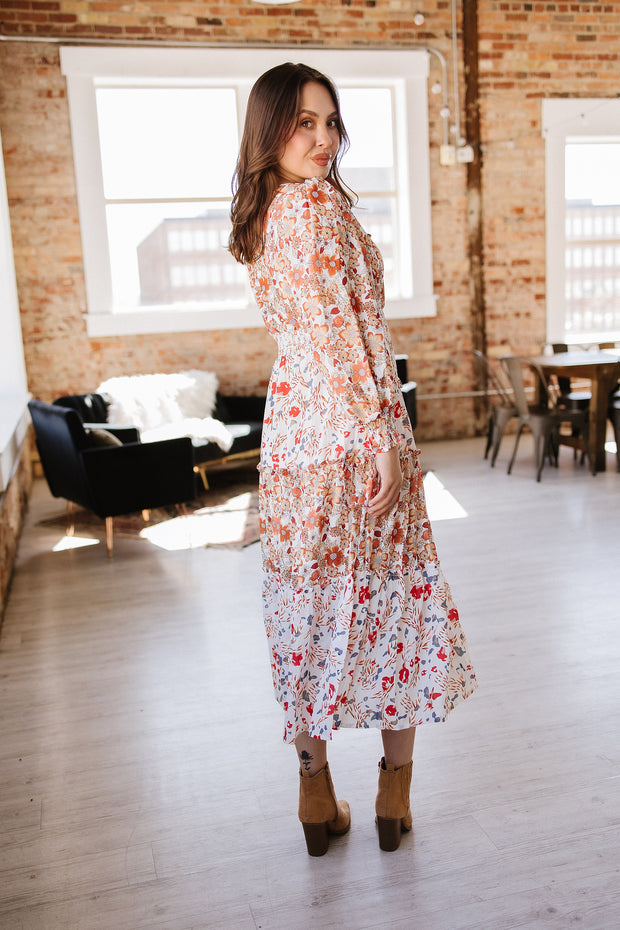 SALE - Mikell Floral Print Ruffled Midi Dress | Size Small