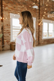 Checkered Bishop Sleeve Sweater | S-2XL