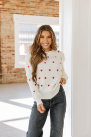 Alexis Heart Pattern Round Neck Sweater | S-XL | PRE ORDER