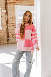 Katie Checkered Colorblock Sweater | S-XL