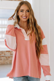 Hannah Striped Collared Sweatshirt | S-2XL