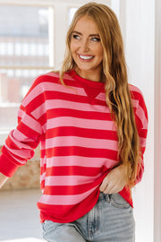 Mylee Striped Round Neck Sweatshirt