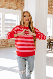 Mylee Striped Round Neck Sweatshirt