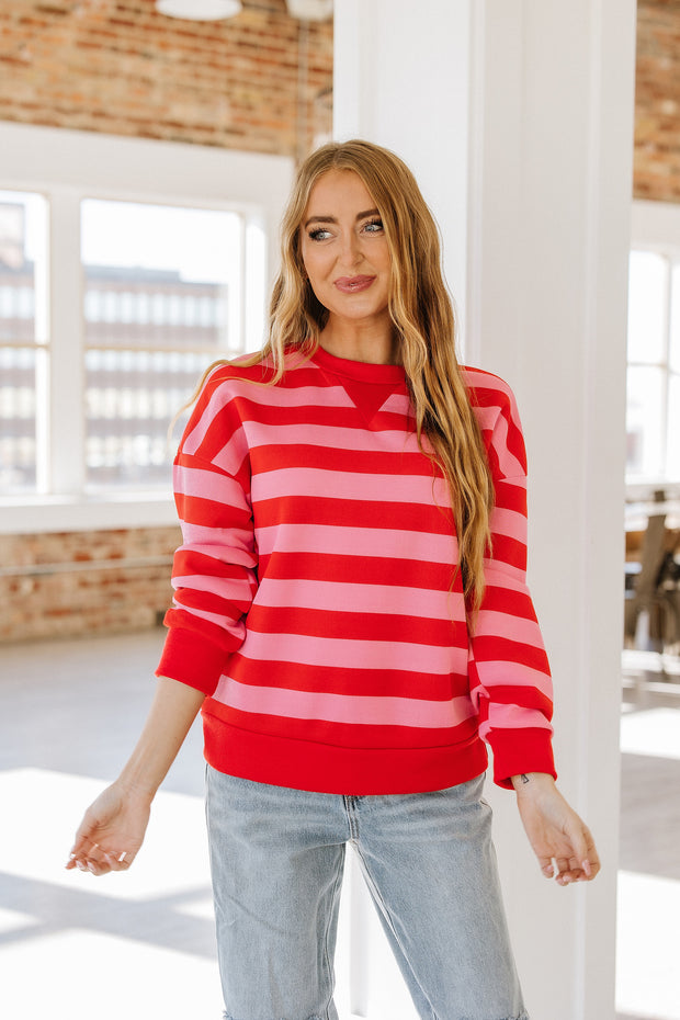 Mylee Striped Round Neck Sweatshirt