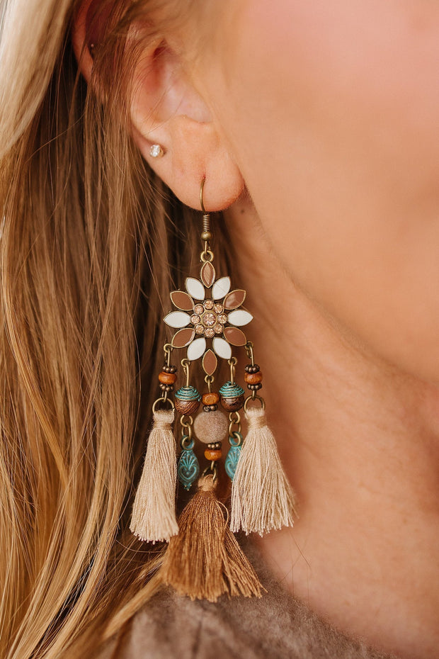 Chestnut Boho Bead Dangle Earrings