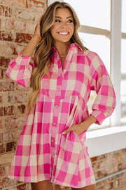 Viola Plaid Shirt Dress | S-XL