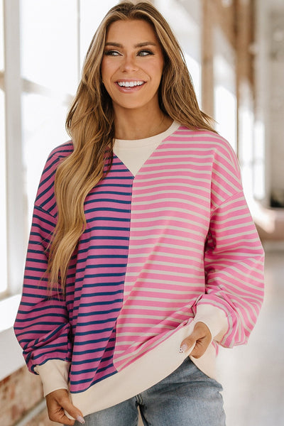 Jenny Striped Colorblock Sweatshirt | S-2XL