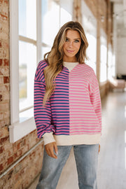 Jenny Striped Colorblock Sweatshirt | S-2XL