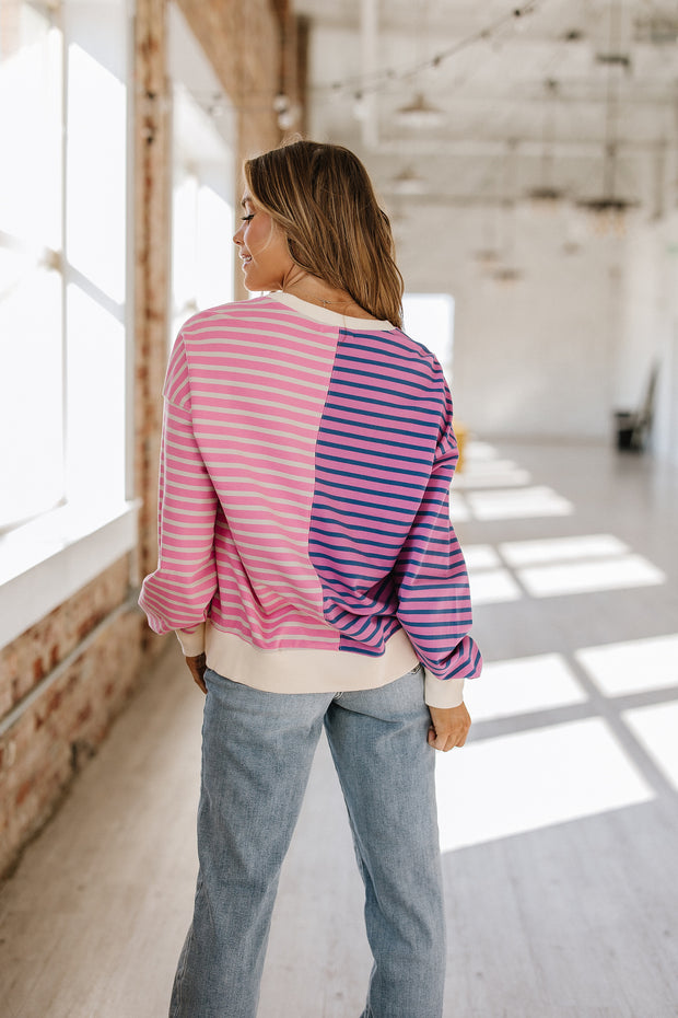 Jenny Striped Colorblock Sweatshirt | S-2XL