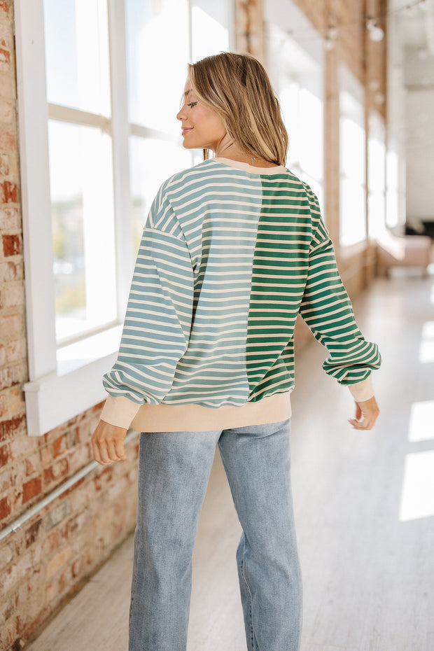 Jenny Striped Colorblock Sweatshirt | S-2XL