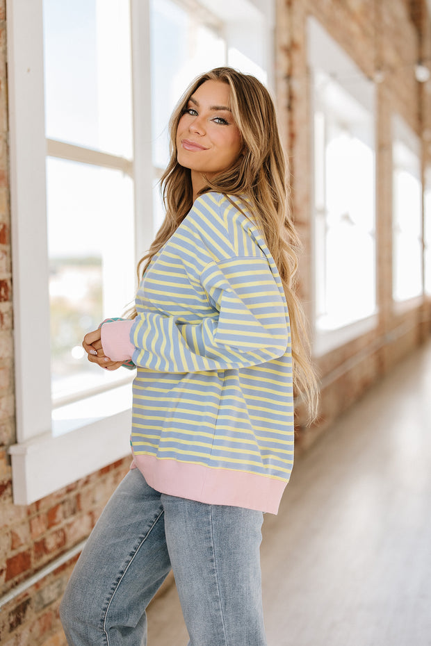 Jenny Striped Colorblock Sweatshirt | S-2XL