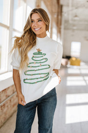 Tinsel Christmas Tree Short Sleeve Sweater | S-XL