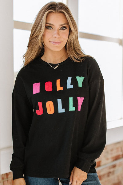 Holly Jolly Graphic Long Sleeve Top | S-2XL