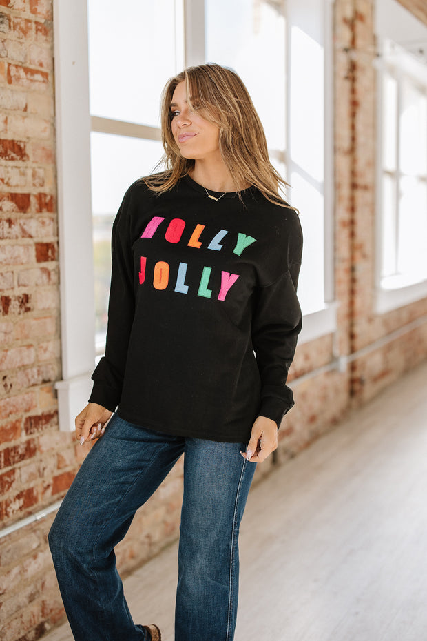 Holly Jolly Graphic Long Sleeve Top | S-2XL