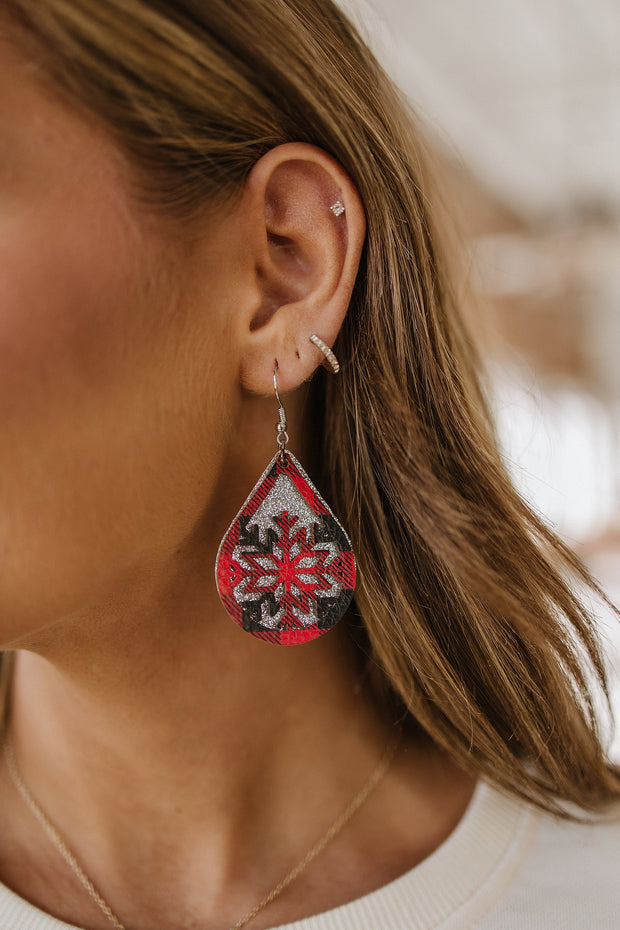 Buffalo Plaid Snowflake Earrings