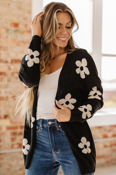 Alana Flower Drop Shoulder Cardigan | S-XL