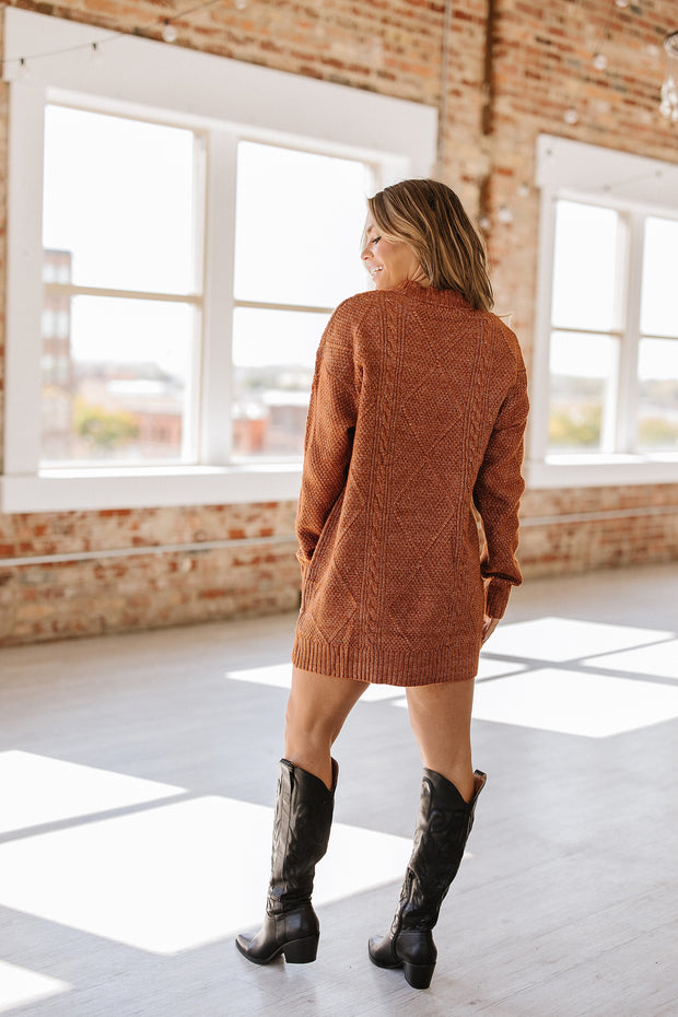 Ashley Cable Knit Sweater Dress | S-2XL