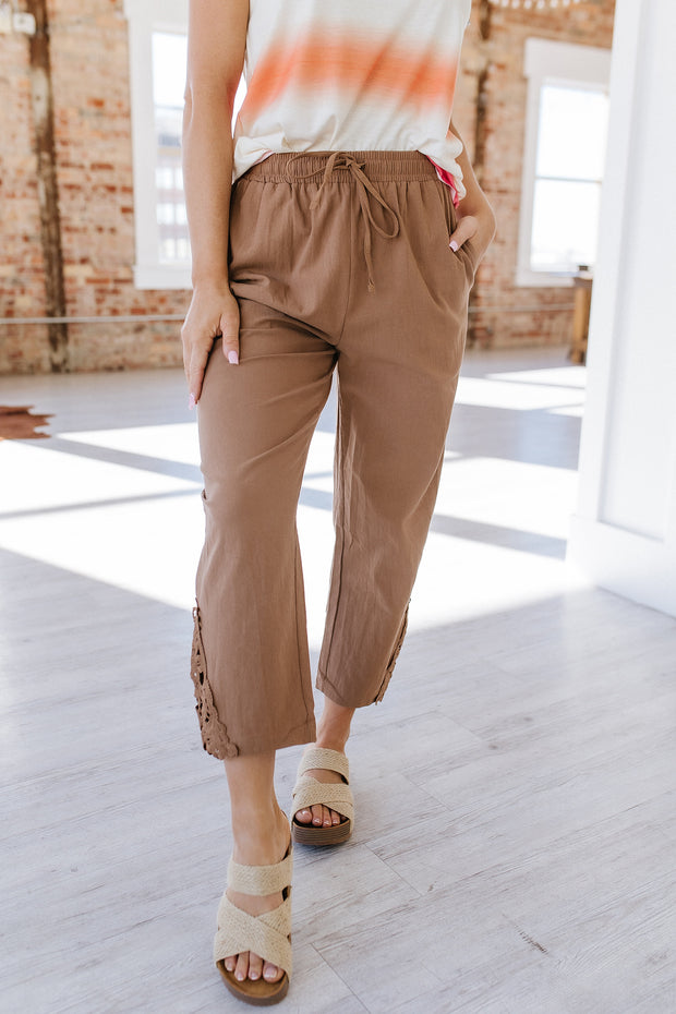 SALE - Kenia Lace Splicing Linen Pant | Size Small