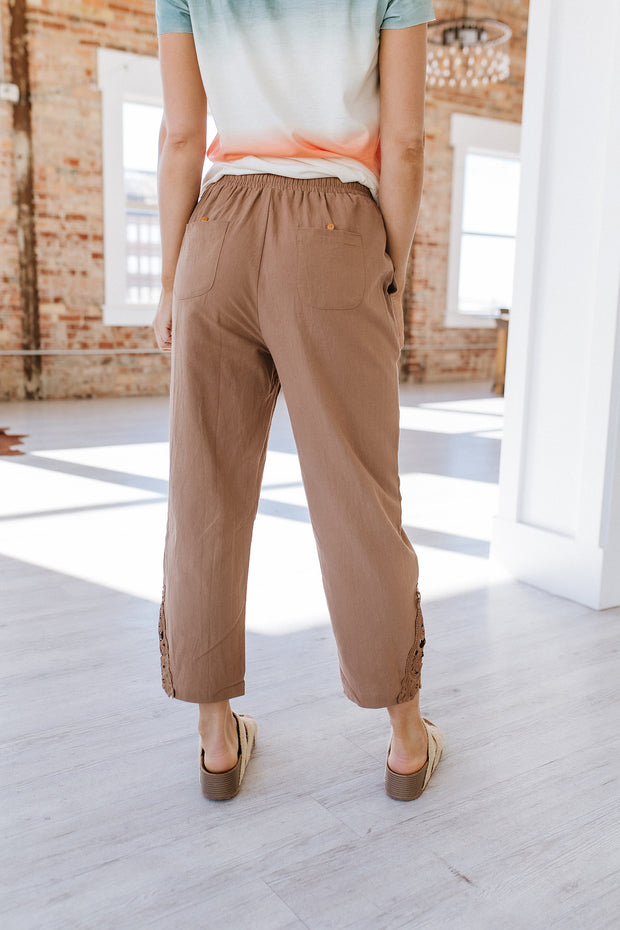 SALE - Kenia Lace Splicing Linen Pant | Size Small