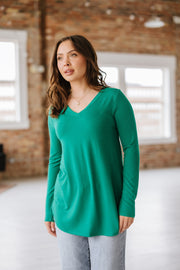 Long Sleeve V-Neck Swing Tunic | S-2XL