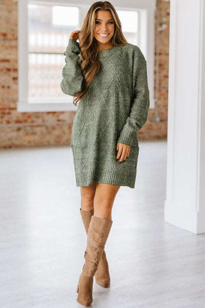 Ashley Cable Knit Sweater Dress | S-2XL